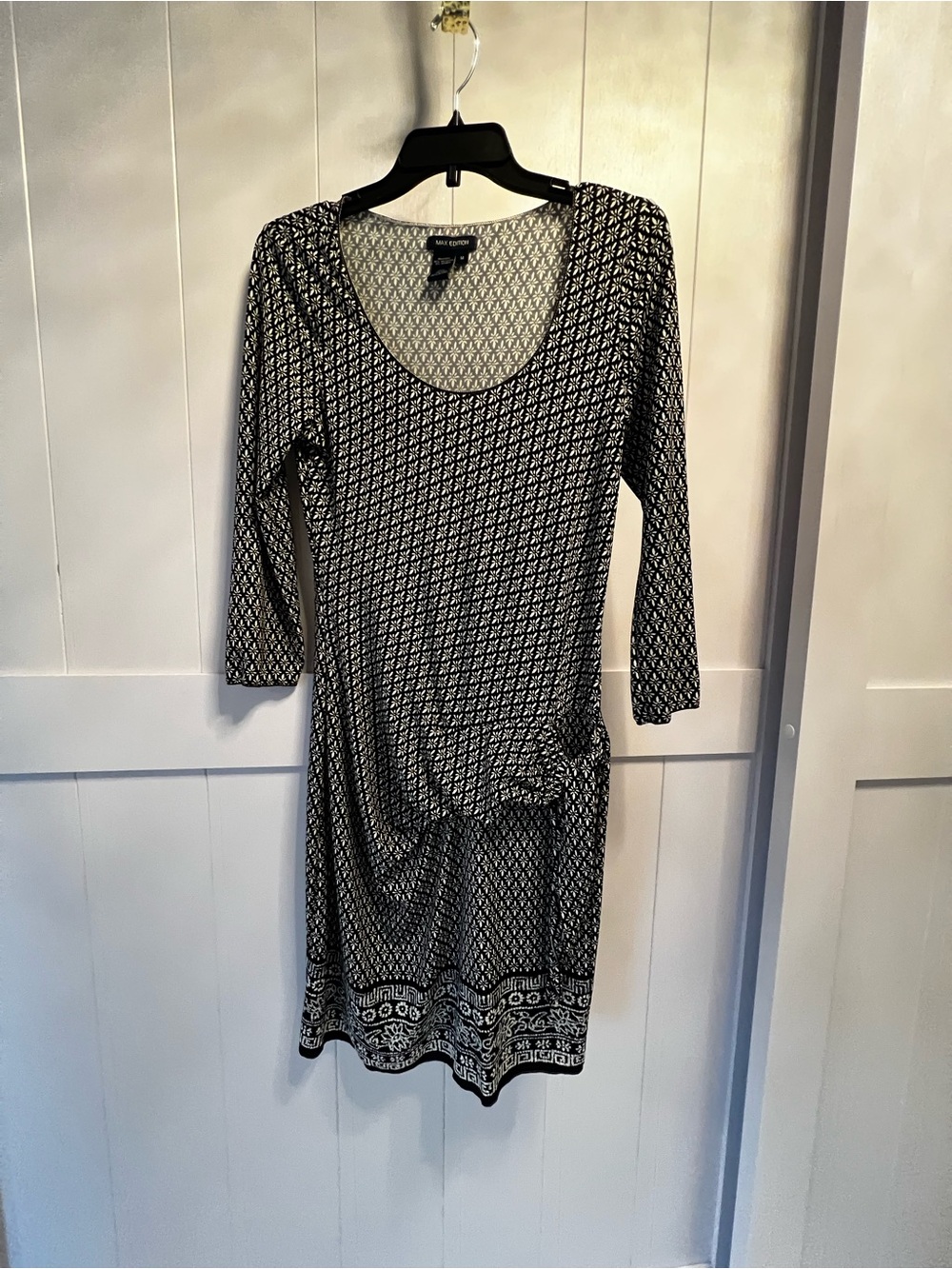 Max Edition Black and White Printed Asymmetrical Midi Dress